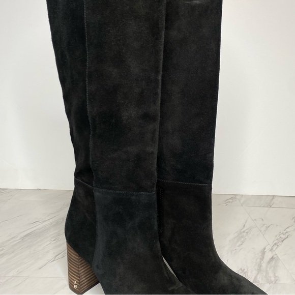 Sam Edelman Olly Black Suede Square Toe Tall Boot 8 1/2 - Picture 11 of 15